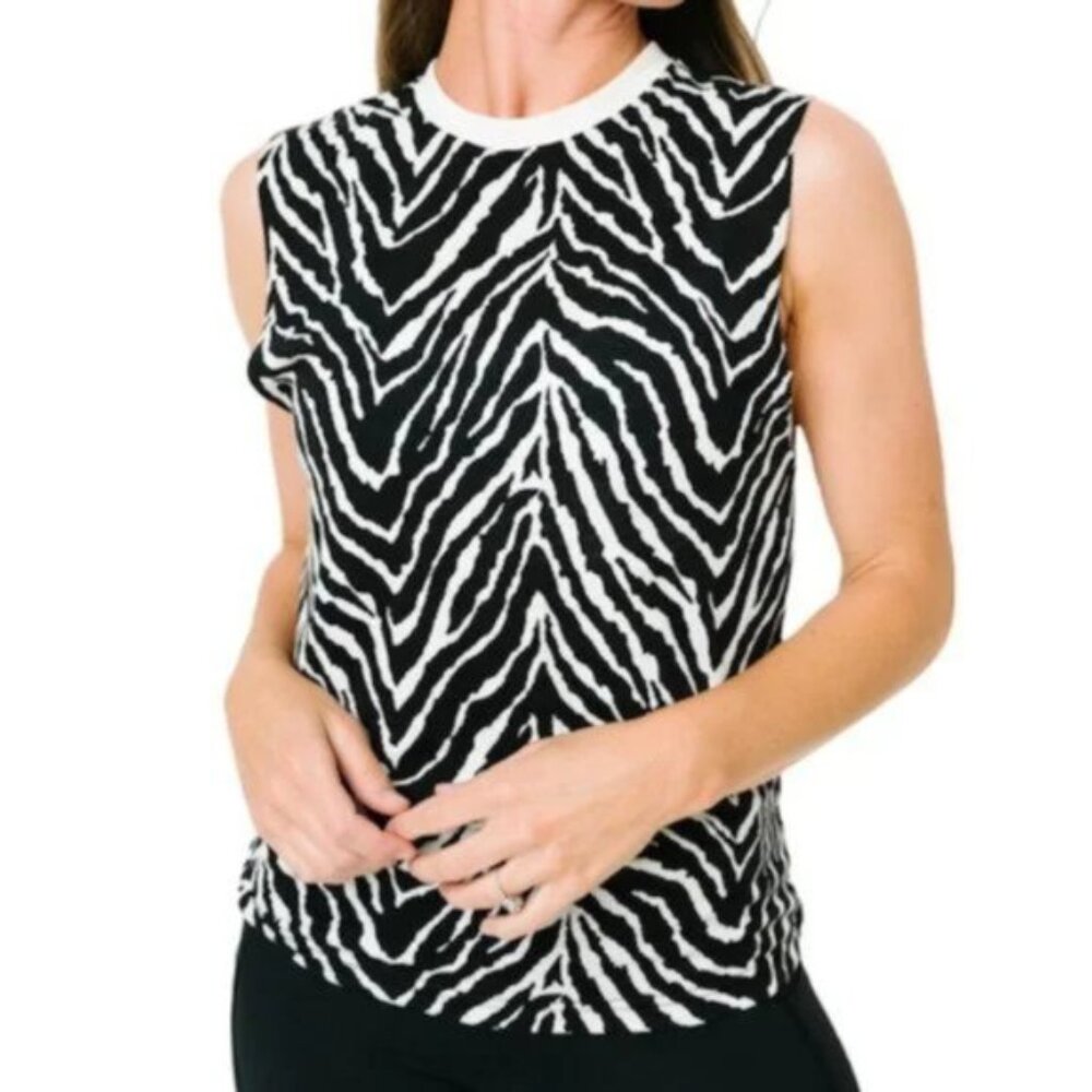 Zyia Active Zebra Animal Print Tee Shirt Athletic Top size Large
